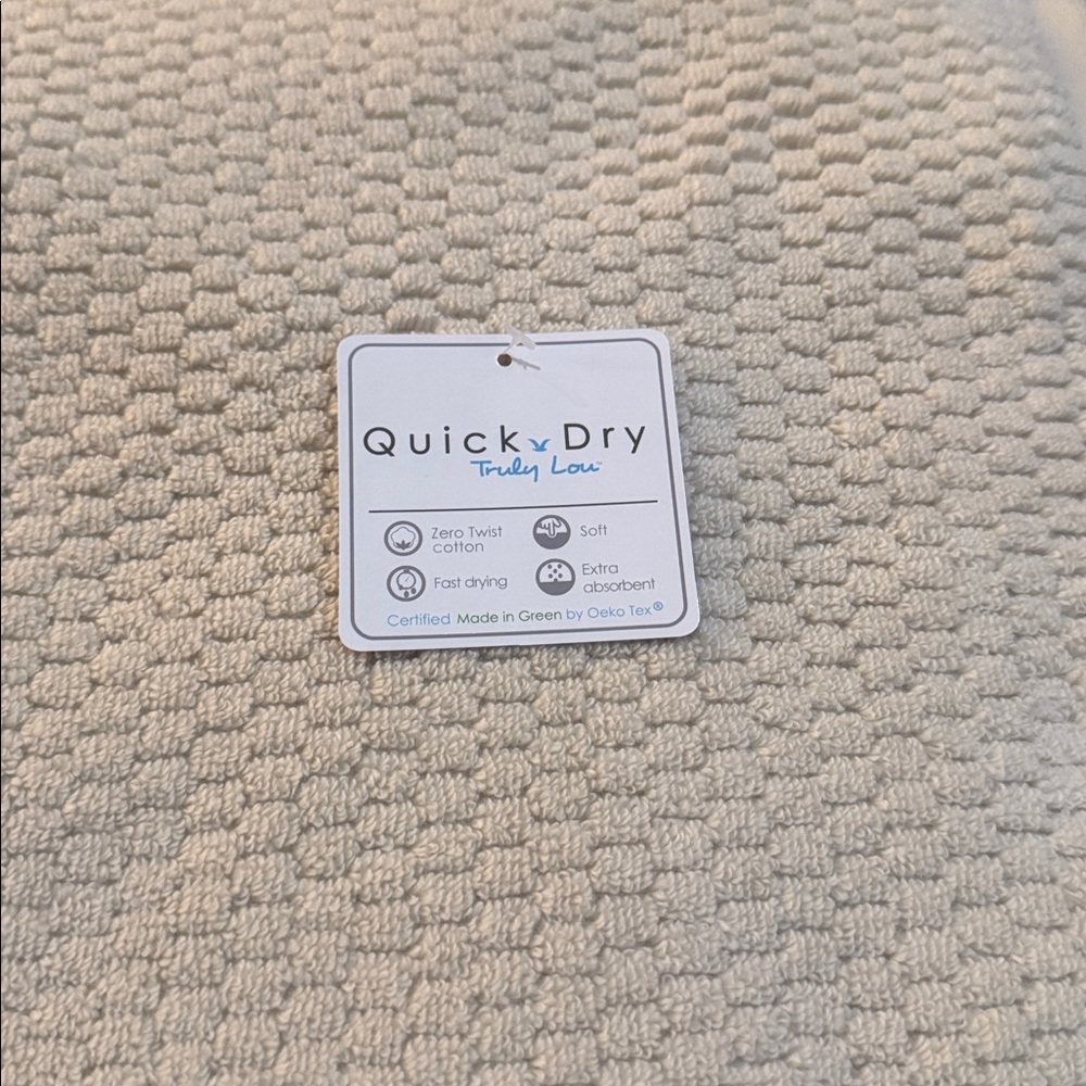 2pc TRULY LOU Quick Dry Zero Twist Cotton Bath Towel Set - Birch - Bone - Picture 4 of 6